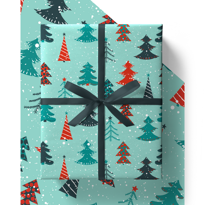 Christmas Eco Friendly Wrapping Paper Sheet - Xmas Tree Design