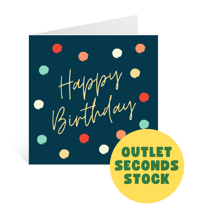 OUTLET SECONDS: Blue Dotty Happy Birthday Card