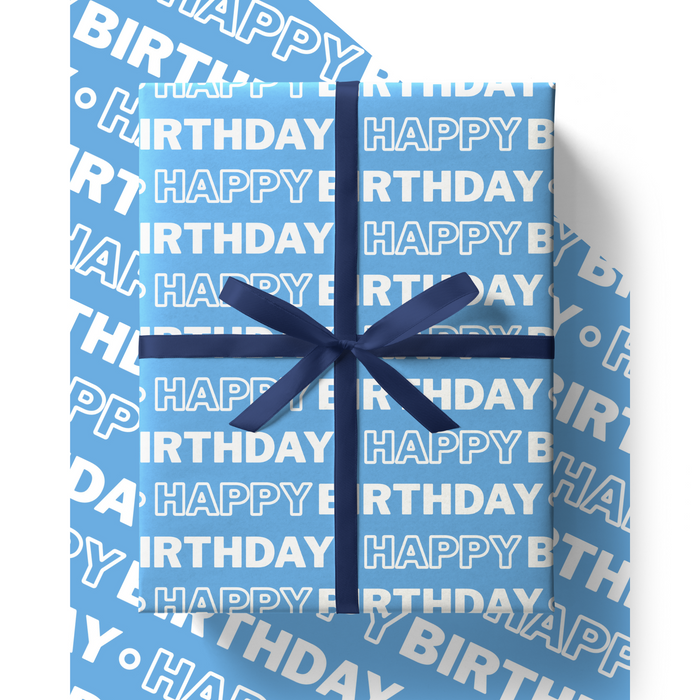 Sky Blue Eco Friendly Birthday Wrapping Paper Sheet