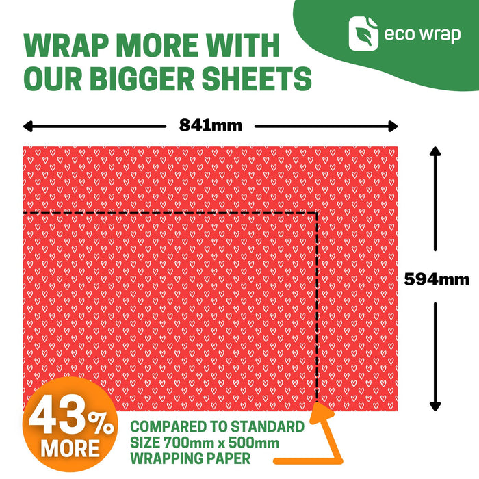 Love Heart Eco Friendly Valentines Day Wrapping Paper Sheet