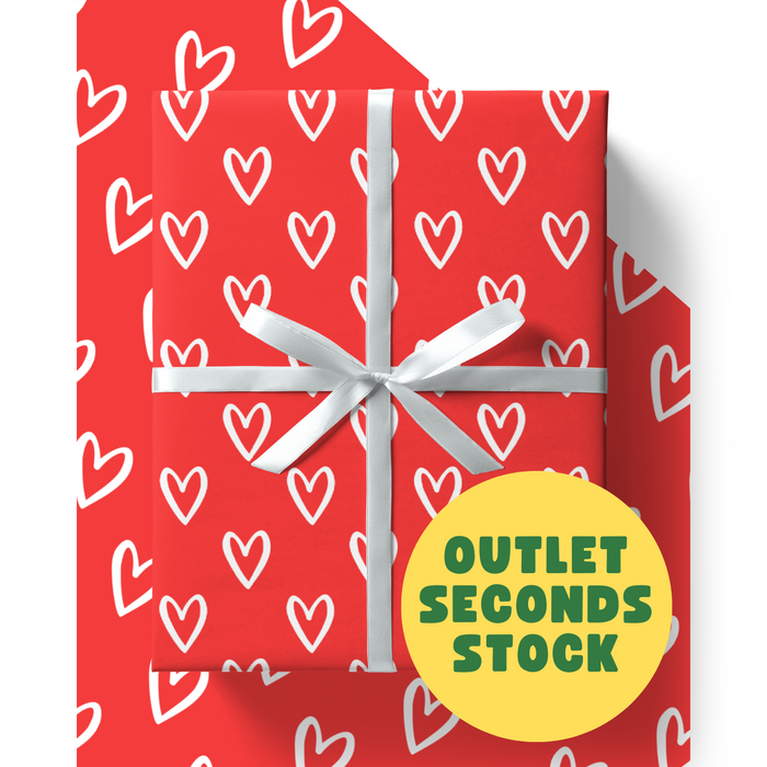 OUTLET SECONDS: Red Love Hearts Wrapping Paper Sheet