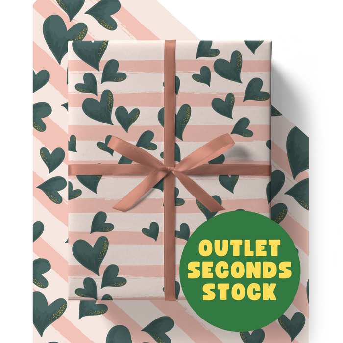 OUTLET SECONDS: Pink Hearts Wrapping Paper Sheet