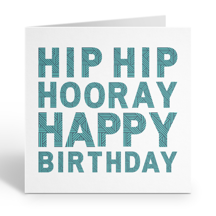 Geometric Happy Birthday Card - Teal & Turquoise Design