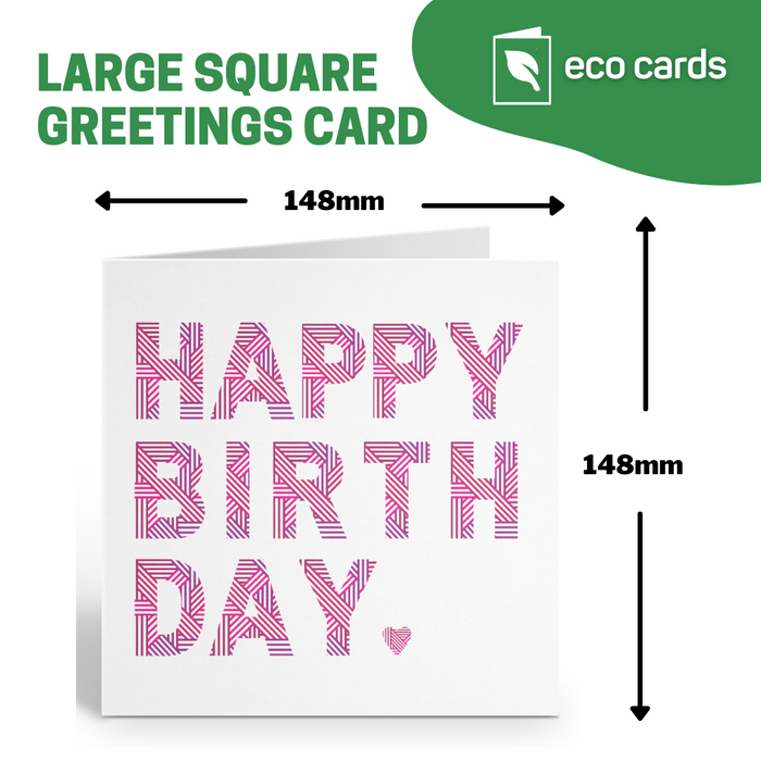 Geometric Happy Birthday Card - Pink & Purple Design