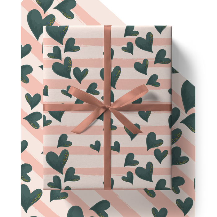Pink Hearts Eco Friendly Wrapping Paper Sheet