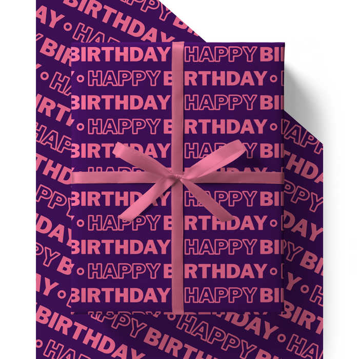 Pink & Purple Eco Friendly Birthday Wrapping Paper Sheet