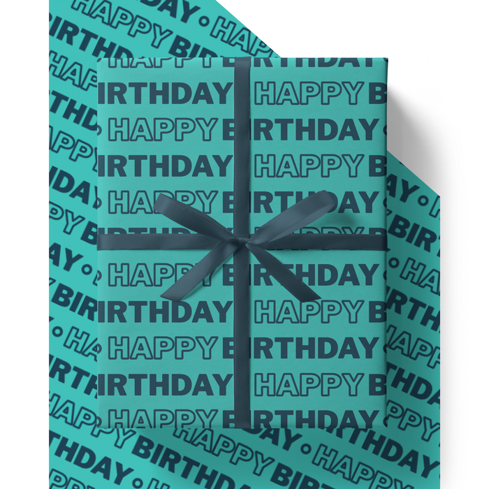 Teal & Turquoise Eco Friendly Birthday Wrapping Paper Sheet