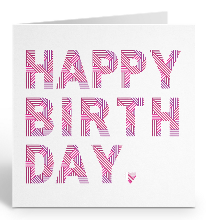 Geometric Happy Birthday Card - Pink & Purple Design