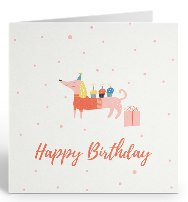 Sausage Dog Birthday Card - Modern Dachshund Design