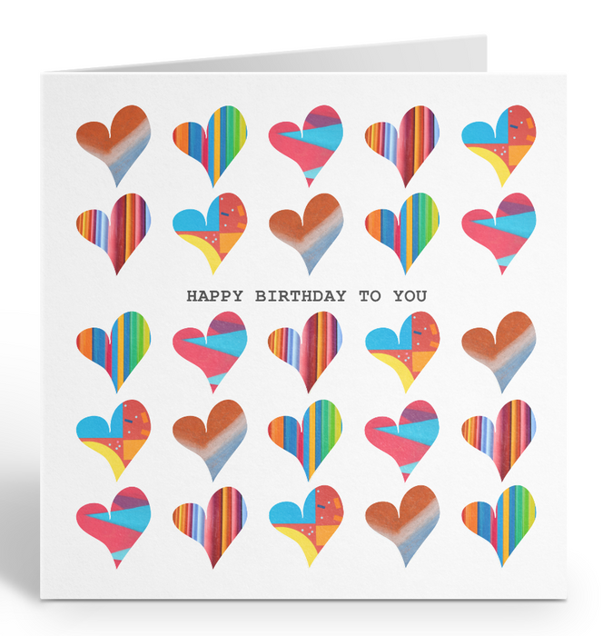 Colourful Hearts Birthday Card