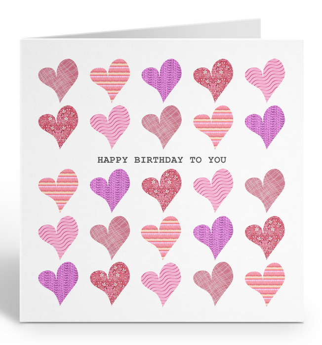 Pink Hearts Birthday Card